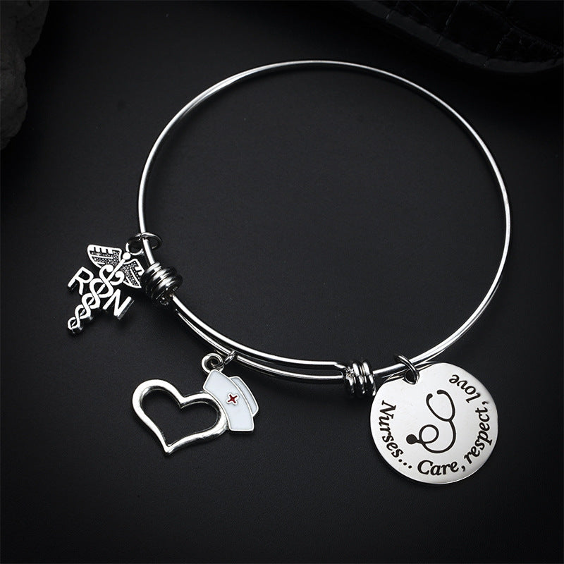 Stainless Steel Round Nurse Bracelet