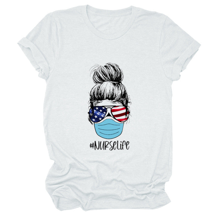 Nurse print T-shirt with short sleeves