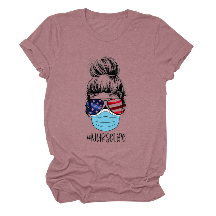 Nurse print T-shirt with short sleeves