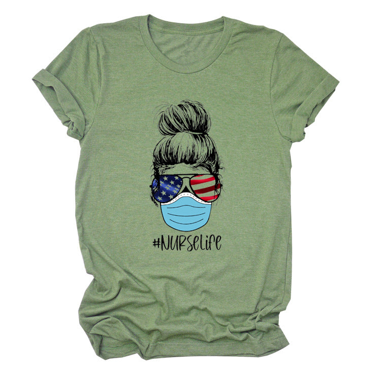 Nurse print T-shirt with short sleeves