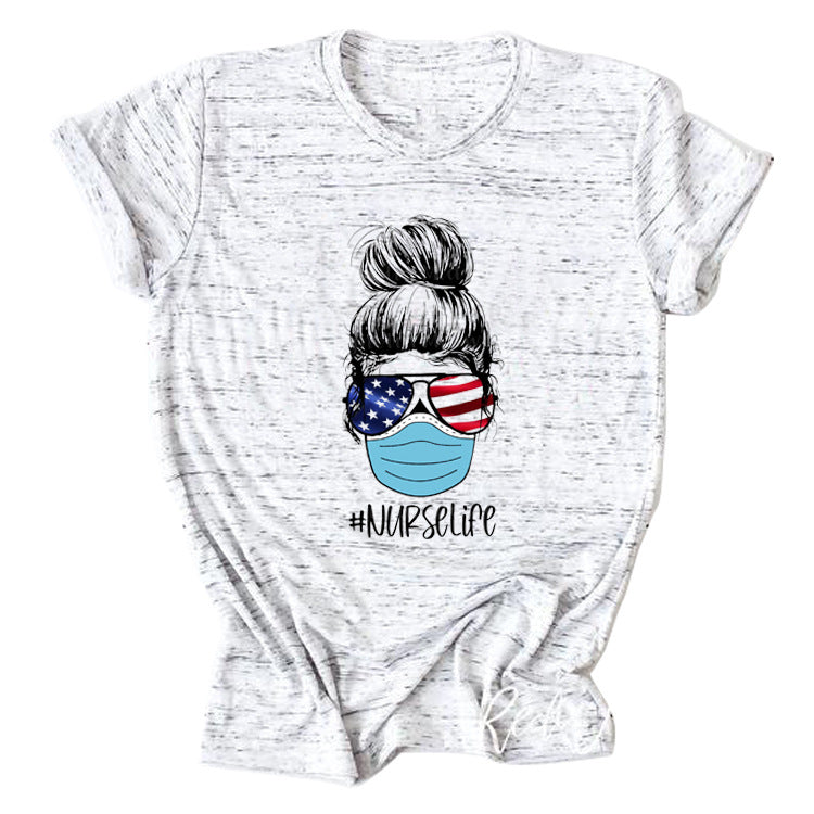 Nurse print T-shirt with short sleeves