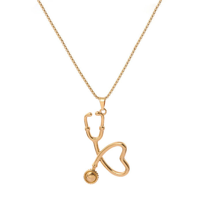 Gold Plated Titanium Stethoscope Necklace