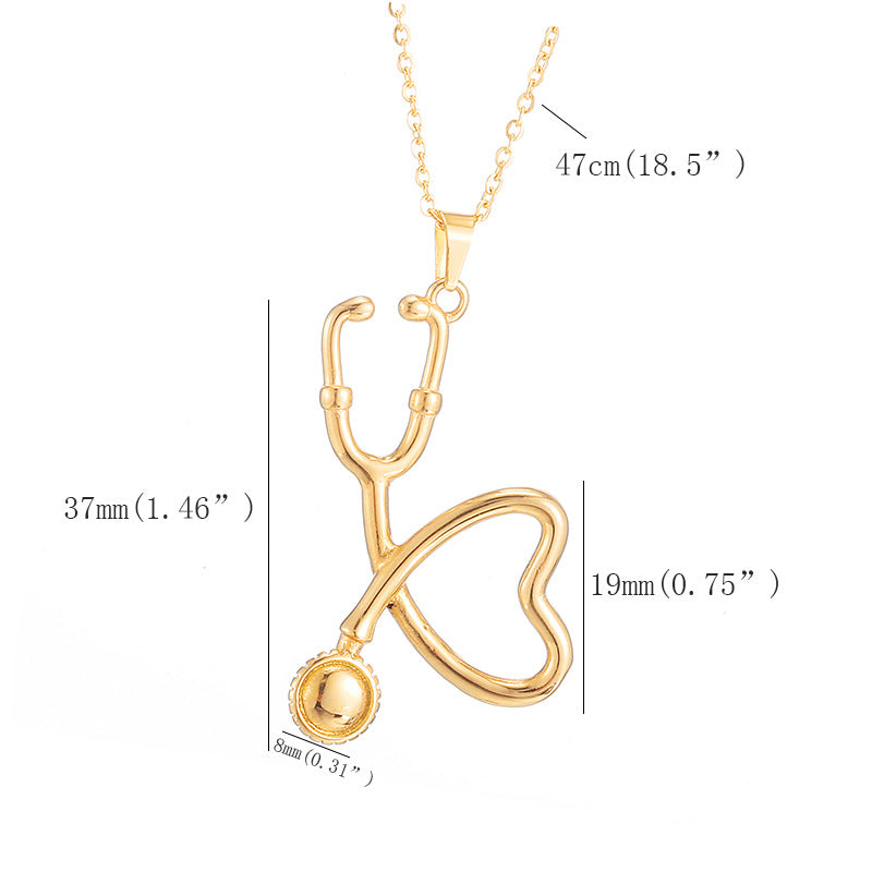 Gold Plated Titanium Stethoscope Necklace